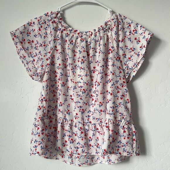 Hippie‎ Rose Floral Short Sleeve Shirt White Multicolor Print Size XS NWT - Picture 3 of 3